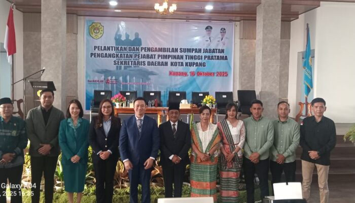 SEKDA Kota Kupang Jeffri Eduard Pelt Resmi di Lantik Ini Pesan Walikota Kupang dr. Christian Widodo