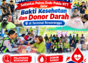 Sambut HUT Lalu Lintas Bhayangkara ke-71, Satlantas Polres Ende Polda NTT Gelar Bakti Kesehatan dan Donor Darah di Terminal Rewarangga