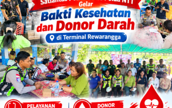 Sambut HUT Lalu Lintas Bhayangkara ke-71, Satlantas Polres Ende Polda NTT Gelar Bakti Kesehatan dan Donor Darah di Terminal Rewarangga