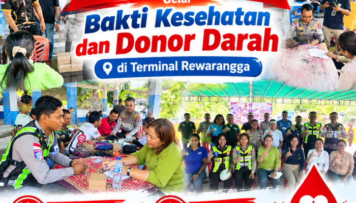 Sambut HUT Lalu Lintas Bhayangkara ke-71, Satlantas Polres Ende Polda NTT Gelar Bakti Kesehatan dan Donor Darah di Terminal Rewarangga